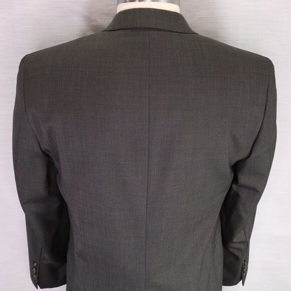 Jos A Bank Sport Coat Mens 41R Wool Gray Micro Plaid Lined Jacket Blazer - Picture 9 of 16